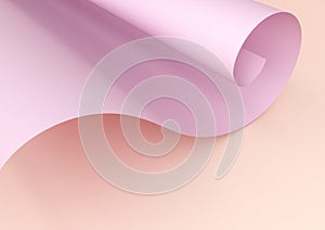 3d rendering of lilac waved paper isolated on beige background.