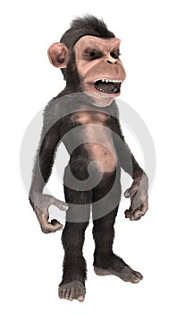 3D Rendering Little Chimpanzee on White