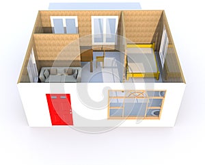 3D rendering of a little home