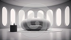 3D rendering living room interior background. Living room interior with sofa, pillows, lamp.