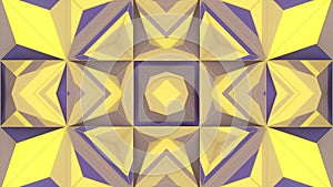 3d rendering loop animation of yellow and purple geometric shapes 4K
