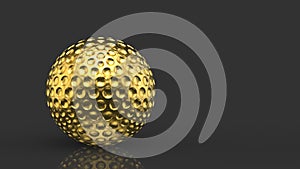 3d rendering. Luxurious Golden golf ball prize on dark gray background