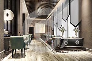 3d rendering luxury hotel reception hall and lobby reception