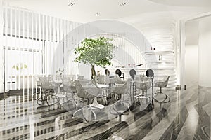 3d rendering luxury hotel reception hall and office with plant