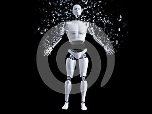 3D rendering of male robot that shatters.