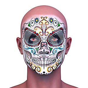 3D rendering of a man with face painting