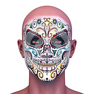 3D rendering of a man with face painting