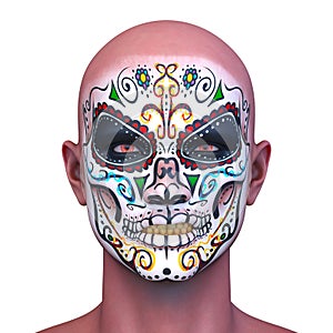 3D rendering of a man with face painting