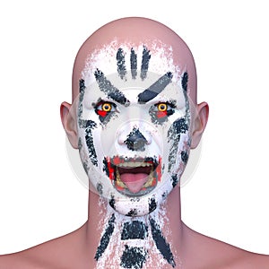 3D rendering of a man with face painting