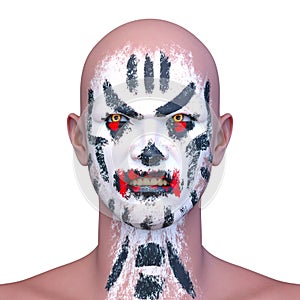 3D rendering of a man with face painting