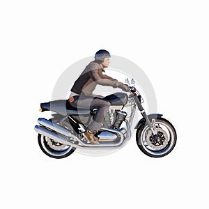 3D RENDERING OF A MAN RIDING MOTORCYCLE