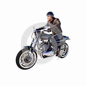 3D RENDERING OF A MAN RIDING MOTORCYCLE