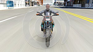 3D rendering of the man riding a motorcycle