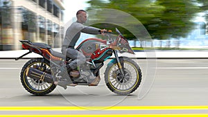 3D rendering of the man riding a motorcycle