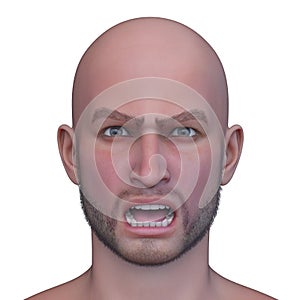 3D rendering of a man\'s face close-up