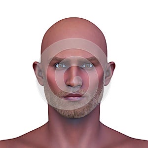 3D rendering of a man\'s face close-up