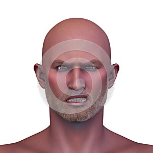 3D rendering of a man\'s face close-up