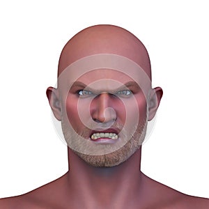 3D rendering of a man\'s face close-up