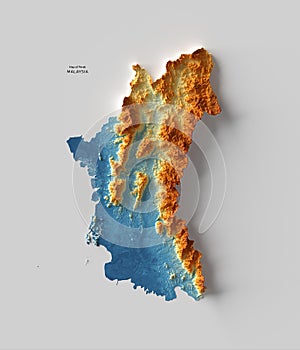 (3D Rendering) Map of Perak, Malaysia