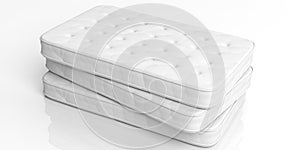 3d rendering mattresses on white background