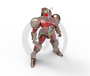 3d rendering of a mech standing on a isolated background