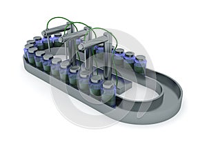 3D Rendering of medical machine assembly line