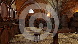 3D Rendering Medieval Cellar