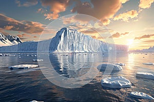 3D rendering melting of the north pole ice cap due to global warming