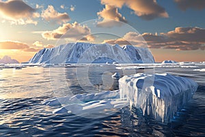 3D rendering melting of the north pole ice cap due to global warming