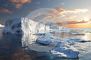 3D rendering melting of the north pole ice cap due to global warming