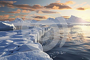 3D rendering melting of the north pole ice cap due to global warming