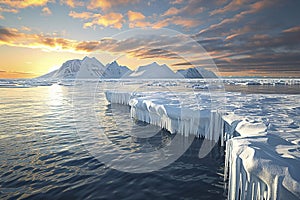 3D rendering melting of the north pole ice cap due to global warming