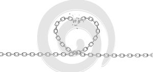 3d rendering of a metal chain laid in a head shape with several links broken.