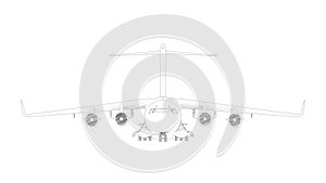 3d rendering of a millatary cargo plane isolated in white background