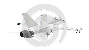3d rendering of a millitary aircraft jet isolated on white background
