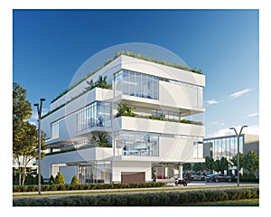 3d rendering of a modern eco-friendly business office building