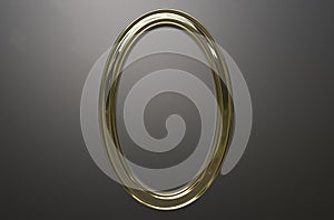 3d rendering of modern hanging gold color photo frame on a grey