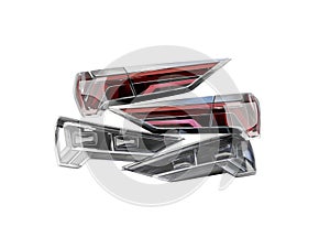 3D rendering of modern headlights for car on white background no shadow