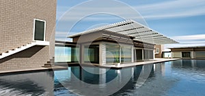 3d rendering modern home