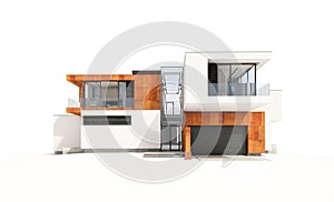 3d rendering of modern house isolated on white.