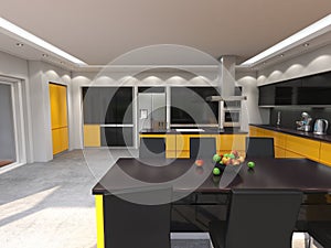 3D rendering modern kitchen