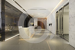 3d rendering modern luxury hotel and office reception and lounge