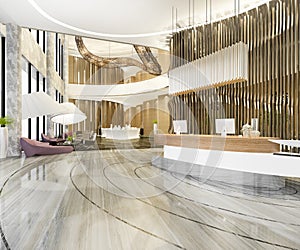 3d rendering modern luxury hotel and office reception and lounge