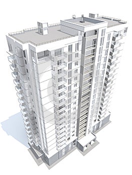 3d rendering of modern multi-storey residential building