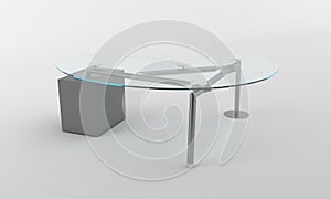 3D rendering of a modern office glass table isolated on a white background