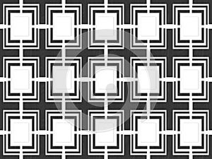 3d rendering. modern seamless white square pattern tiles on black wood background