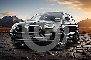 3d rendering of a modern suv car with studio light. 3d illustration of brandless car