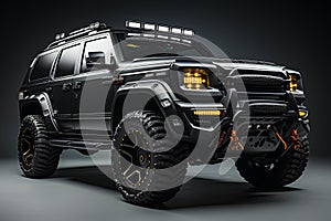 3d rendering of a modern suv car with studio light. 3d illustration of brandless car