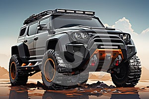 3d rendering of a modern suv car with studio light. 3d illustration of brandless car