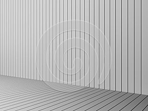 3D Rendering modern white slats wall and floor, interior illustration, mock up